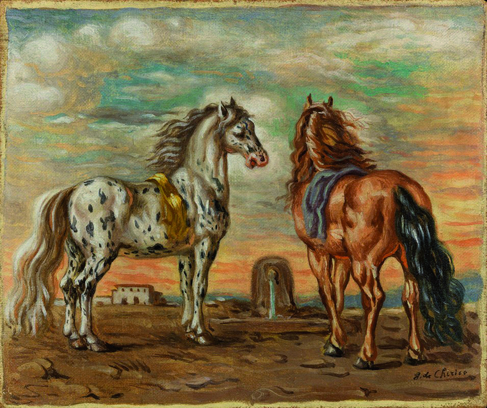 De Chirico, Cavalli sull'Ellesponto, 1936 ca., olio su tela, cm 38,5x45,5